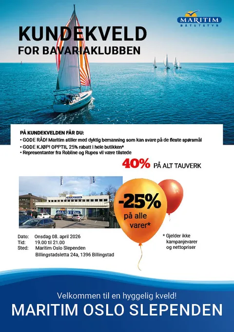 Bilde fra nyhetsartikkelen «Handlekveld Maritim Båtutstyr 8. april 2026»